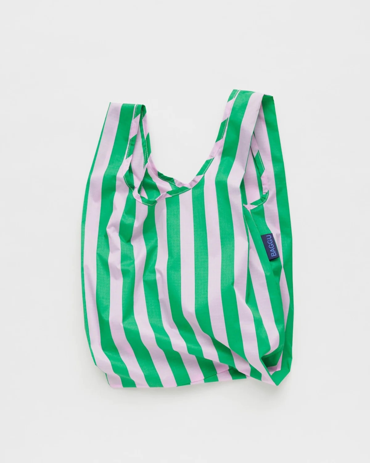 Baggu - BA Baggu -  Baby Baggu Pink Green Awning Stripe Reusable Bag