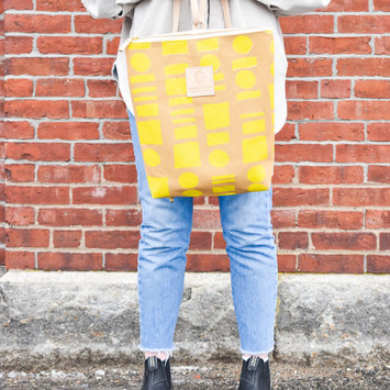 Erin Flett - ERF Erin Flett - Sand + Lemon "Square Dot" Slim Backpack