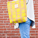 Erin Flett - ERF Erin Flett - Sand + Lemon "Square Dot" Slim Backpack