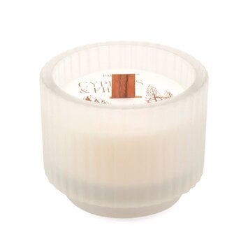 Paddywax - PA Small Frosted White Ribbed Glass, Cypress & Fir, 5 oz.