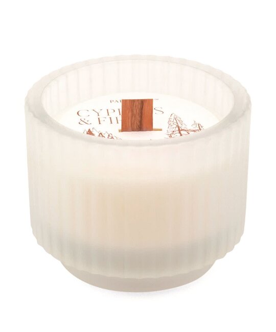 Paddywax - PA Small Frosted White Ribbed Glass, Cypress & Fir, 5 oz.