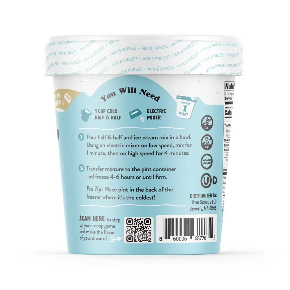 True Scoops - Vanilla Bean Ice Cream Mix - Gus and Ruby Letterpress