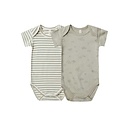 Quincy Mae - QM Quincy Mae - Short Sleeve Bodysuit set in Pistachio Stripe & Airplanes SS23