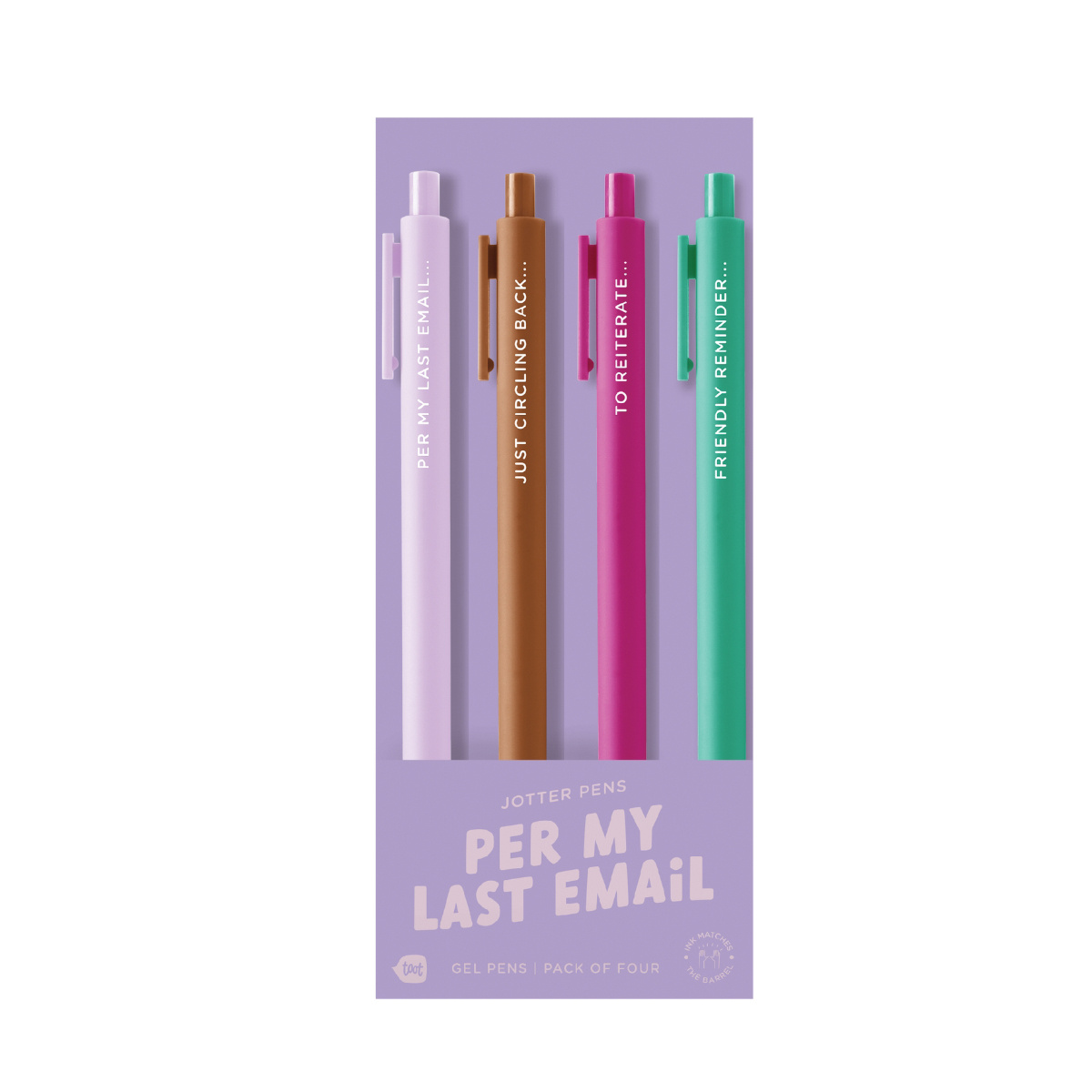 Per My Last Email Jotter Pen Set of 4 - Gus and Ruby Letterpress