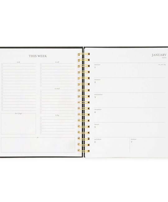 Sugar Paper 2025 Signature Spiral Planner Agenda, Black Gus and