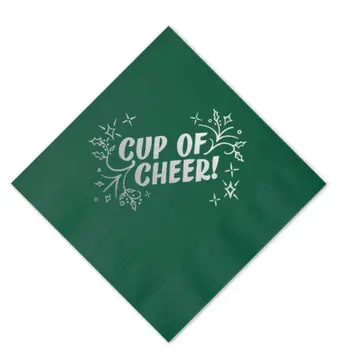 One & Only Paper - OAO OAO PSNA - Cup of Cheer Green Cocktail Napkin
