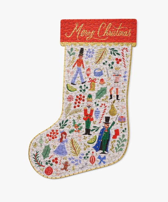 Rifle Paper Co - RP Rifle Paper Co - Nutcracker Sweets Stocking Shaped Puzzle