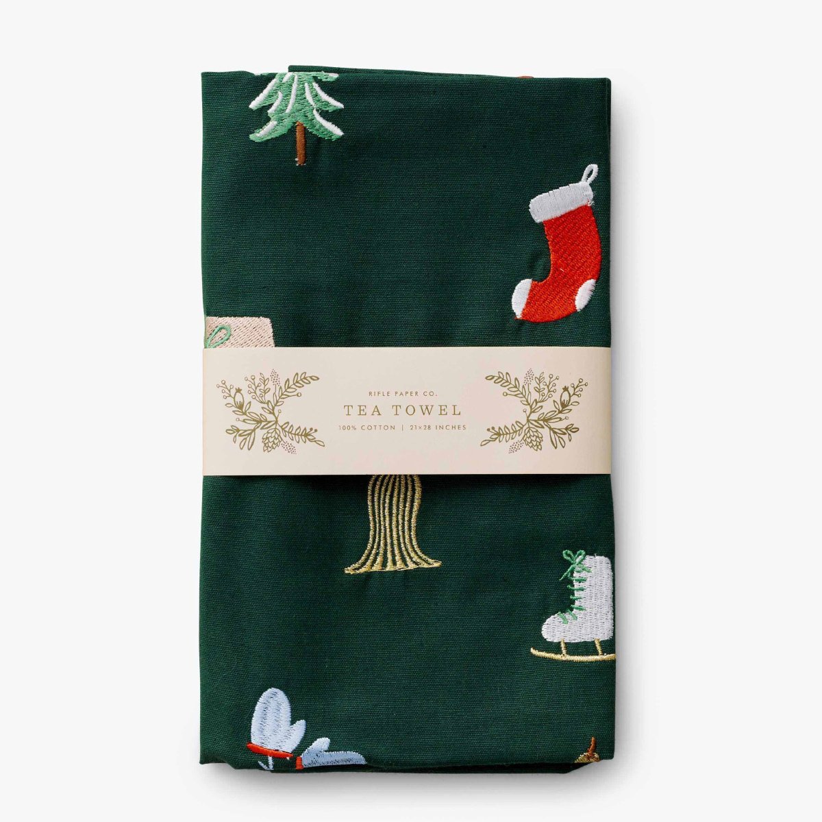 Rifle Paper Co - RP Rifle Paper Co - Signs of the Season Embroidered Tea Towel