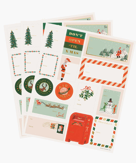 Rifle Paper Co - RP Rifle Paper Co - Pack of 3 Santa’s Workshop Stickers & Labels