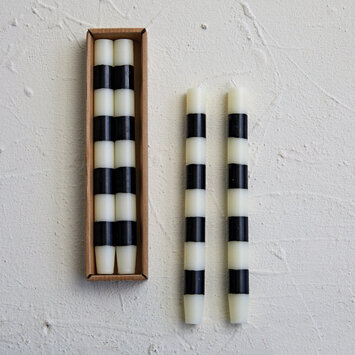 Creative Co-Op - CCO CCO CATA - 10" Striped Taper Candles, Black & White