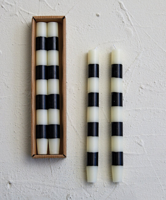 Creative Co-Op - CCO CCO CATA - 10" Striped Taper Candles, Black & White