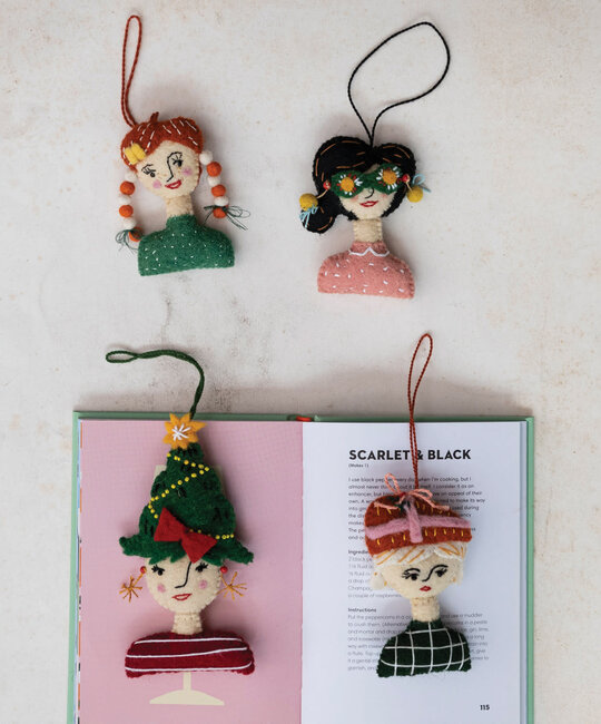 Creative Co-Op - CCO CCO OR - Felt Girl with Holiday Accessories Ornament