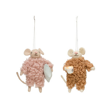 Creative Co-Op - CCO CCO OR - Felt Mouse in Pjs with Pillow or Coffee Ornament