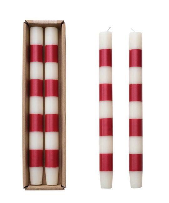 Creative Co-Op - CCO CCO CATA - 10" Striped Taper Candles, Red & White