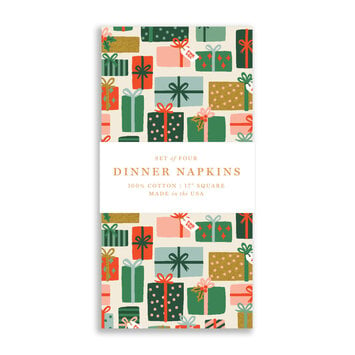 Gus and Ruby Letterpress - GR Gus & Ruby - Holiday Gifts Set of 4 Dinner Napkins