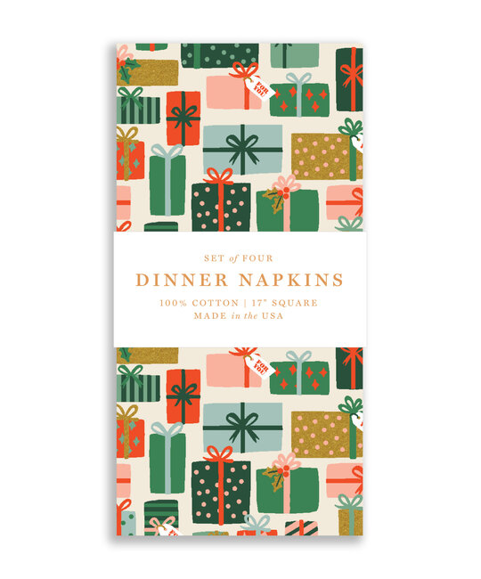 Gus and Ruby Letterpress - GR Gus & Ruby - Holiday Gifts Set of 4 Dinner Napkins