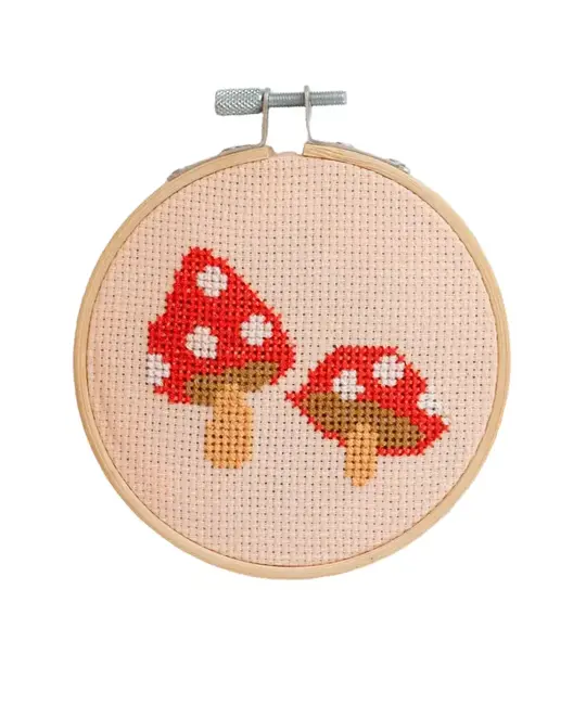 Cotton Clara - COCL Mushroom Toadstools Small Hoop Cross Stitch Kit