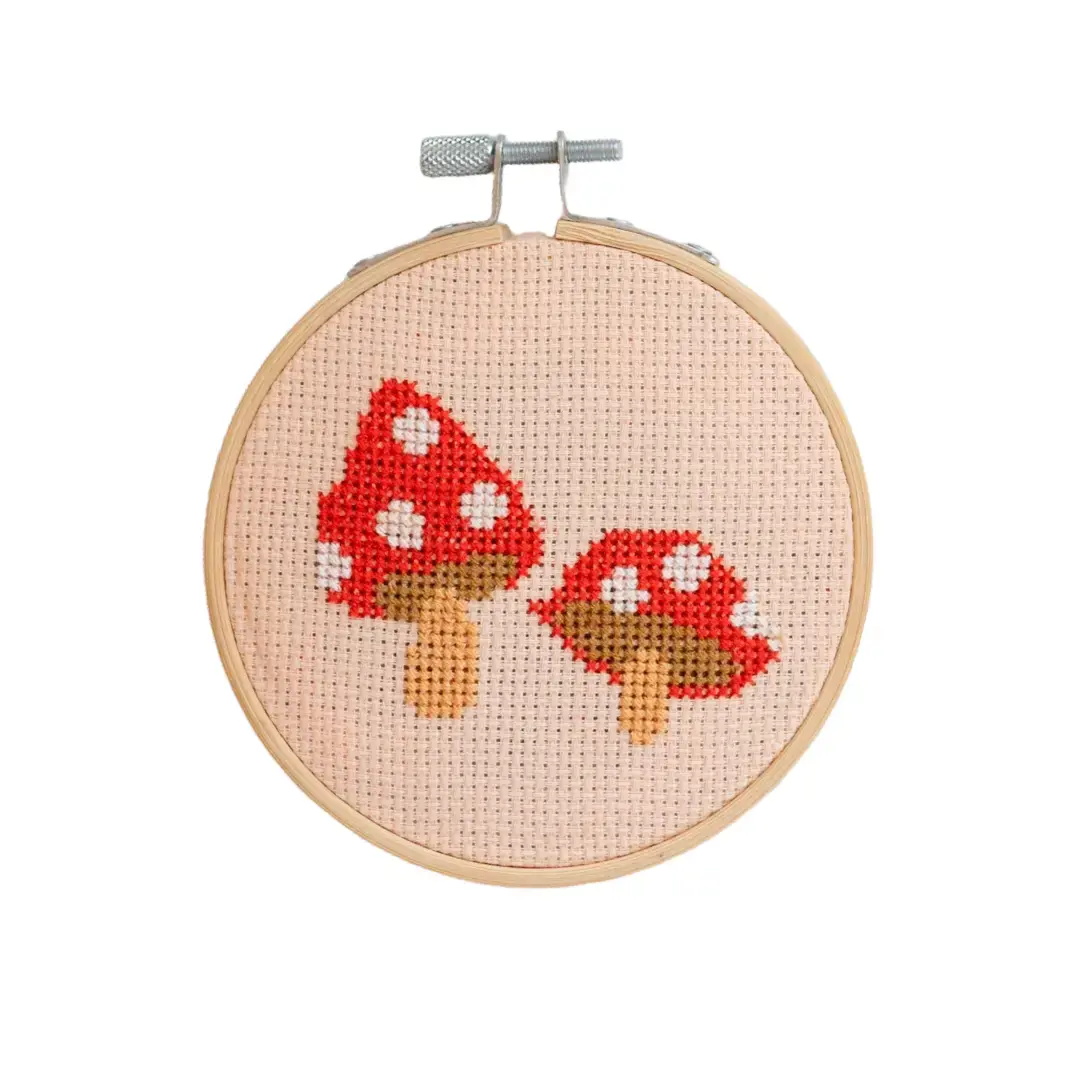 Cotton Clara - COCL Mushroom Toadstools Small Hoop Cross Stitch Kit