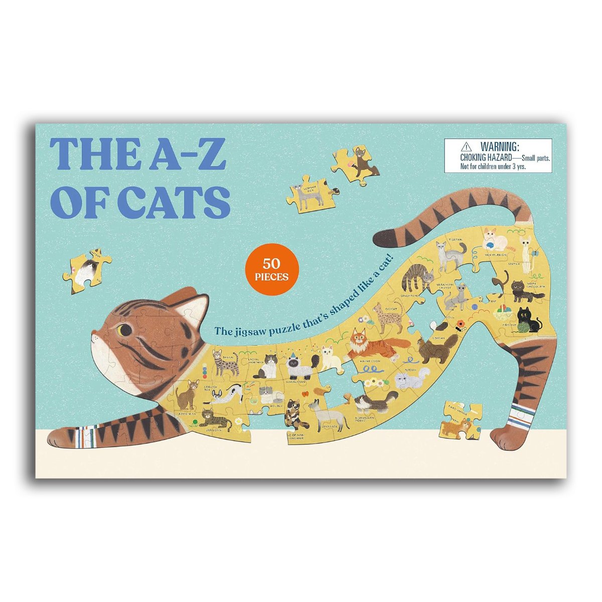 Chronicle Books - CB A to Z of Cats, Cat Shaped 58-Piece Puzzle