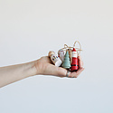 Creative Co-Op - CCO Pine Wood Ornament Set of 5