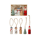 Creative Co-Op - CCO Pine Wood Ornament Set of 5