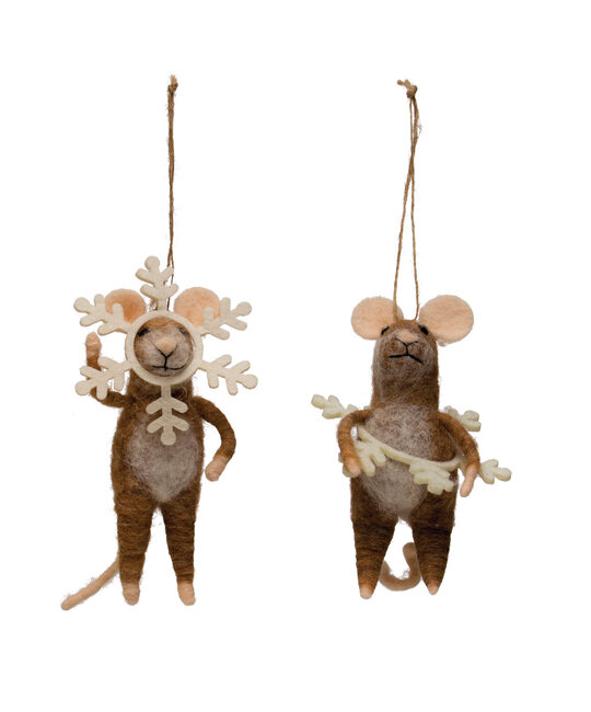 Creative Co-Op - CCO CCO OR - Felt Mouse in Snowflake Outfit Ornament