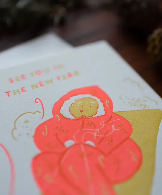 Homework Letterpress Studio - HLS HLSGCNY - Tobogganing New Year Card