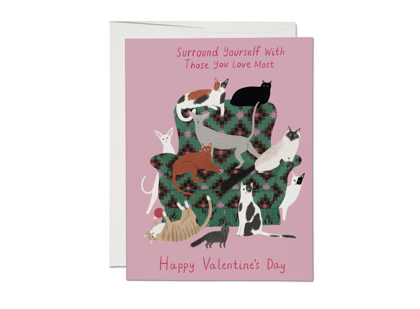 Red Cap Cards - RCC RCCGCVD - Surround Yourself Cat Valentine Card
