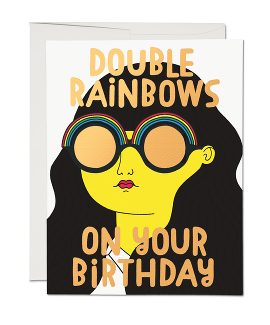 Red Cap Cards - RCC RCCGCBI - Double Rainbows Birthday card