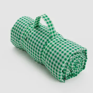 Baggu - BA BA GO - Puffy Picnic Blanket, Green Gingham