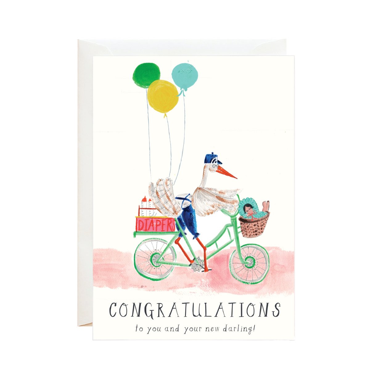 Mr. Boddington's Studio - MB Very Chic Stork (Congratulations Baby Card)