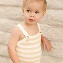 Rylee + Cru Inc. RC BKBC - Knit Baby Romper in Sand Stripe