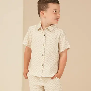 Rylee + Cru Inc. RC BKBC - Collared Short Sleeve Shirt in Dove Check