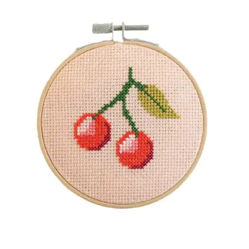 Cotton Clara - COCL COCL DIY - Cherry Small Hoop Cross Stitch Kit
