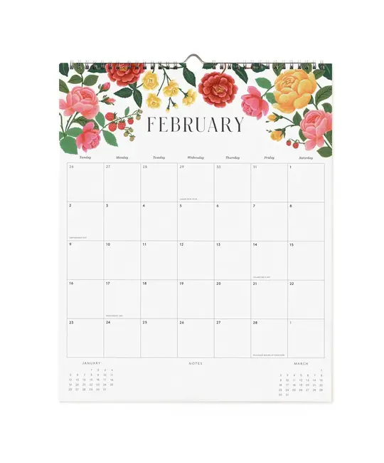 Rifle Paper Co - RP RP CAWA - 2025 Roses Vertical Appointment Wall Calendar