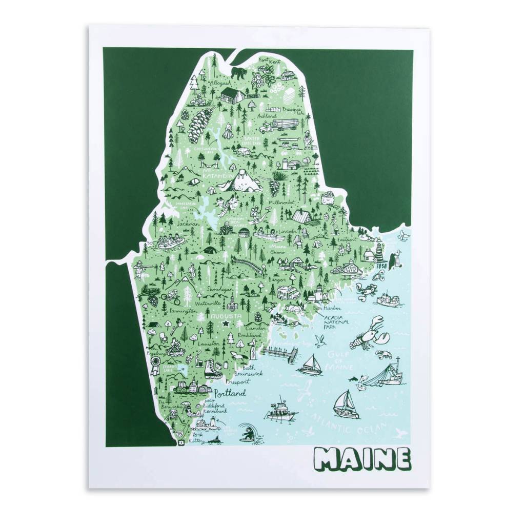Brainstorm Print and Design - BS Maine Map Screen Print 18"x24"