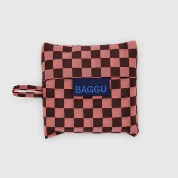 Baggu - BA Baggu - Baby Baggu Pink Brown Check Reusable Bag