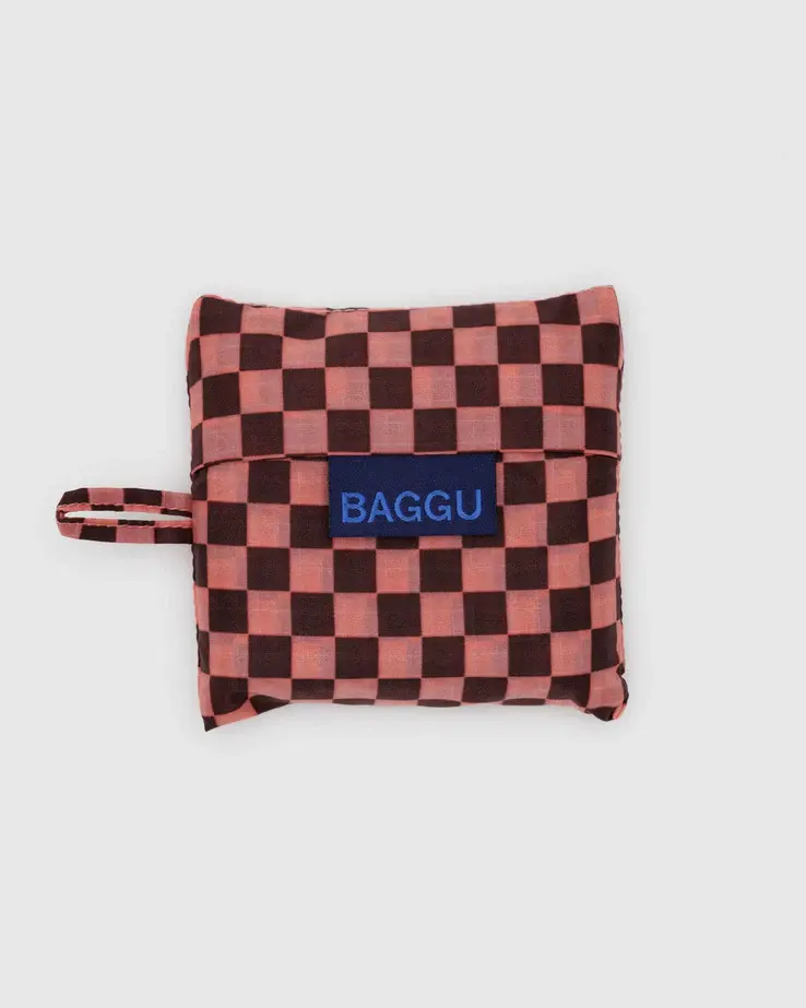 Baggu - BA Baggu - Baby Baggu Pink Brown Check Reusable Bag