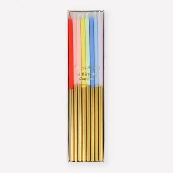 Meri Meri - MEM MEM PS - Gold Dipped Rainbow Mix Candles