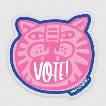 NatterDoodle - ND ND ST -  Vote! Fiercely Tiger Election Sticker