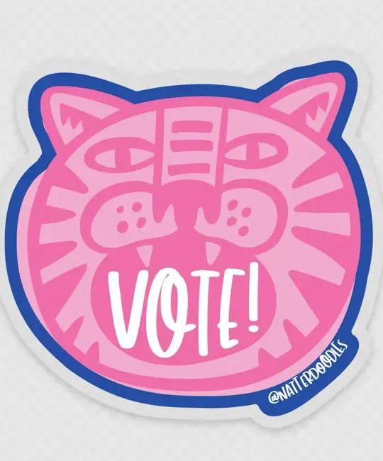 NatterDoodle - ND ND ST -  Vote! Fiercely Tiger Election Sticker