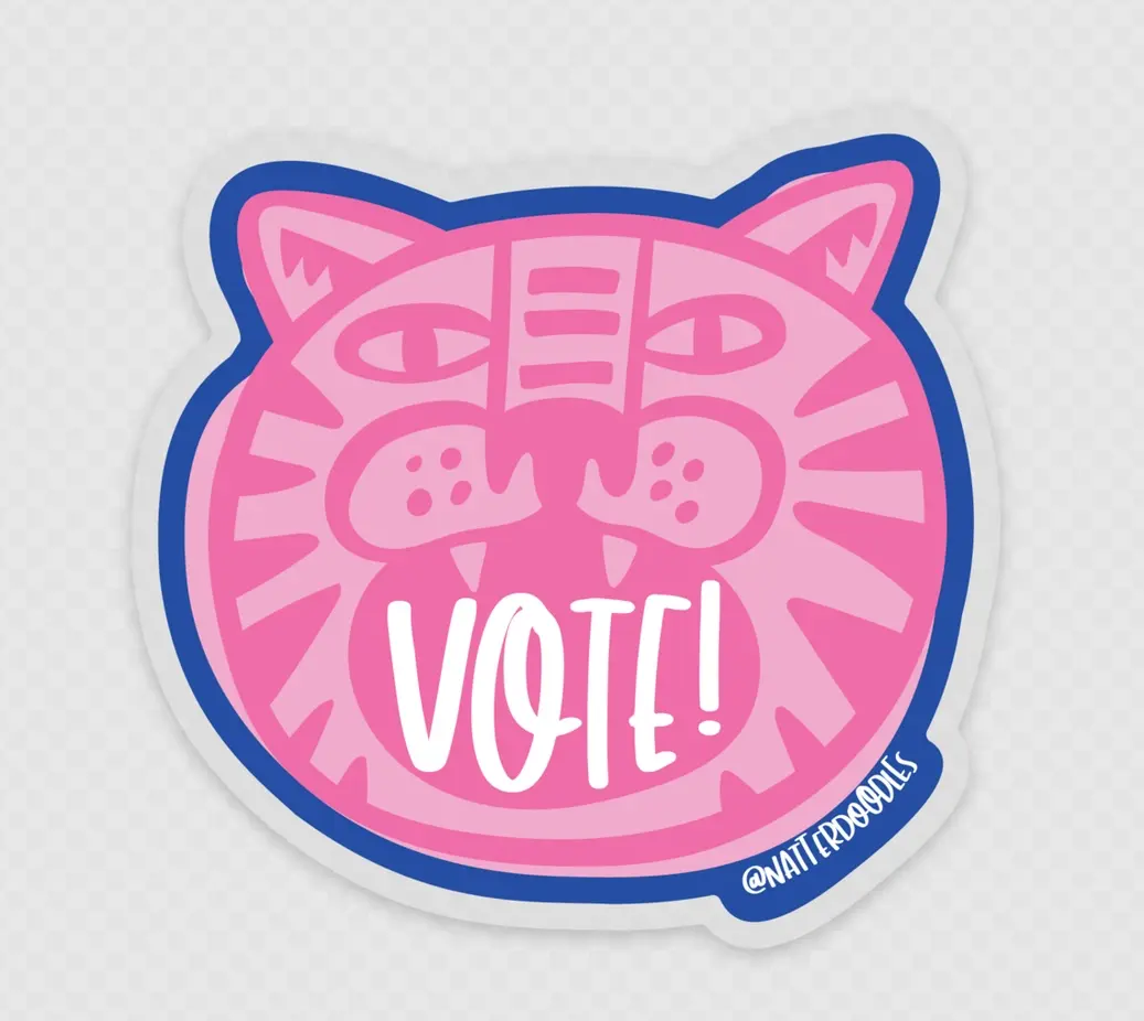 NatterDoodle - ND ND ST -  Vote! Fiercely Tiger Election Sticker