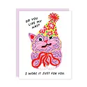 Party of One - POO Cat Hat Birthday Card