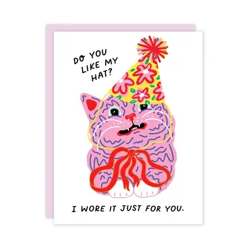 Party of One - POO Cat Hat Birthday Card