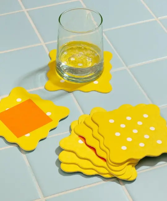 and Here We Are - AHW AHW HG - Cheese & Crackers Letterpress Coaster Set