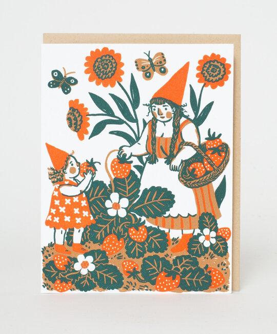 Phoebe Wahl - PW Strawberry Picking Blank Card