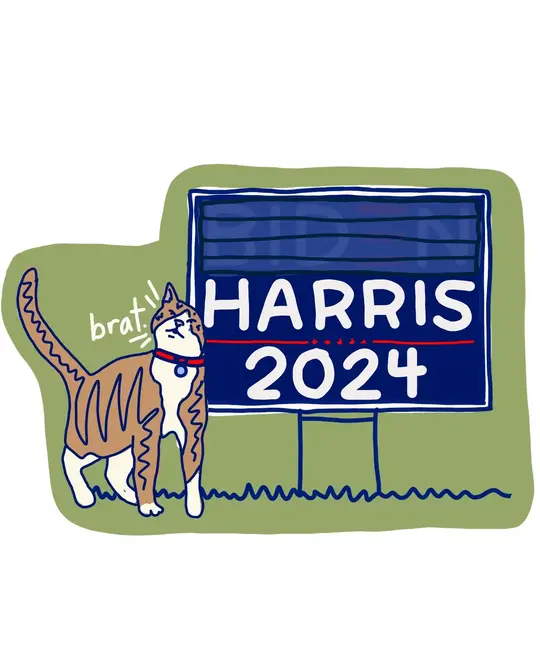 La Familia Green - LFG LFG ST - Brat Cat Kamala Harris 2024 Sticker