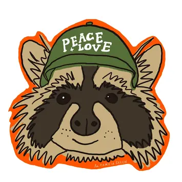 La Familia Green - LFG LFG ST - Peace & Love Raccoon Sticker