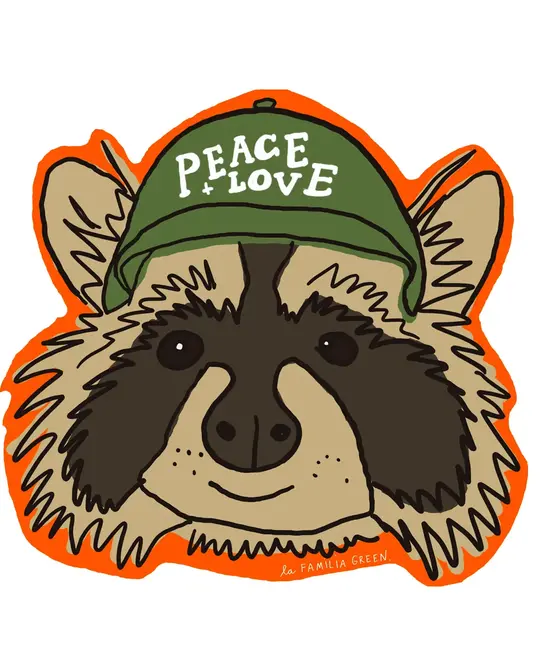 La Familia Green - LFG LFG ST - Peace & Love Raccoon Sticker