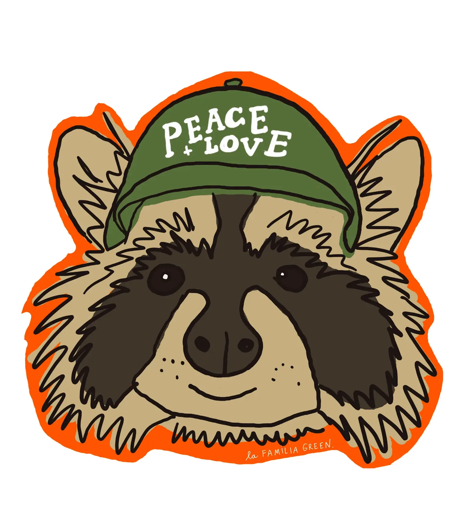 La Familia Green - LFG LFG ST - Peace & Love Raccoon Sticker